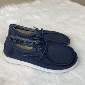 Hey Dude Wally Stretch Slip On Kids 3 Navy Casual Shoes